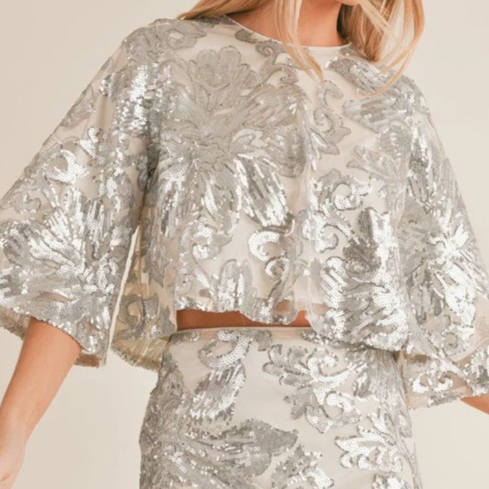 SAGE The label Silver Sequin Top